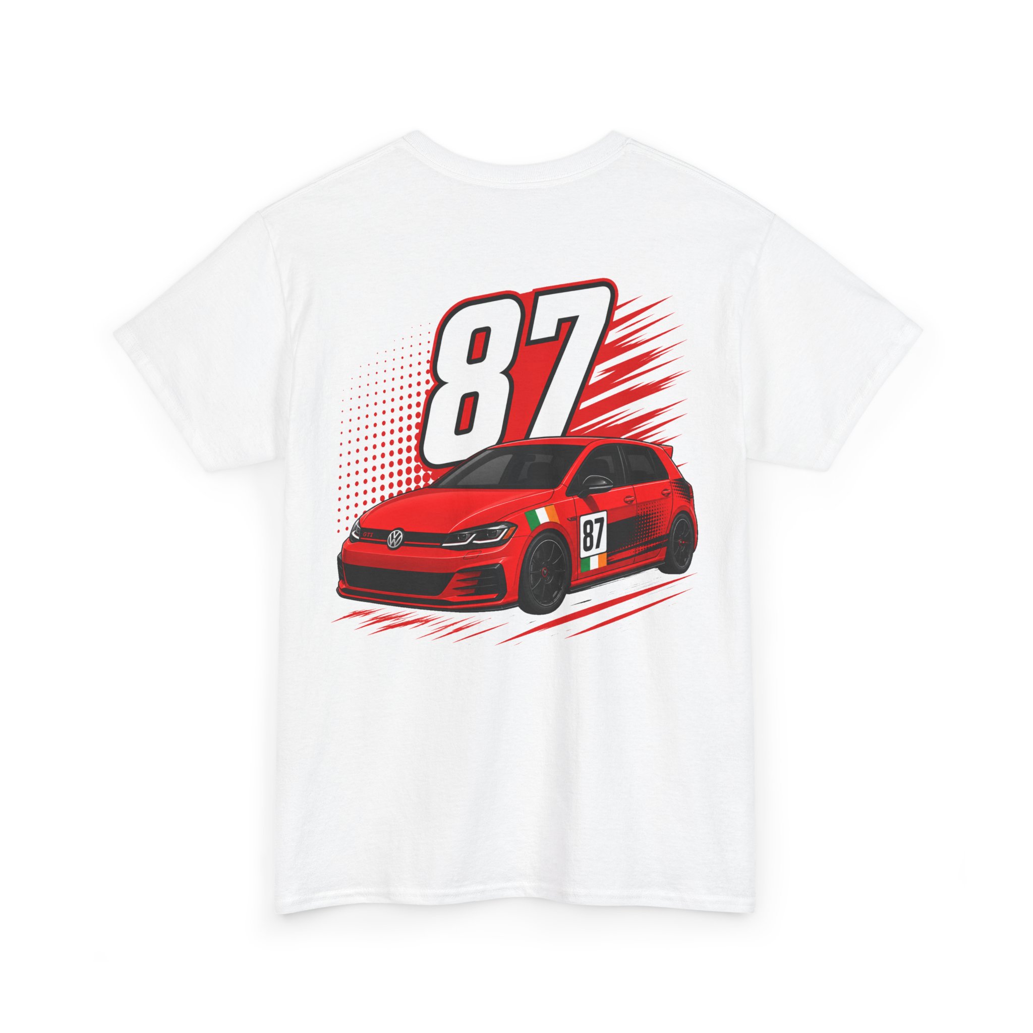 Racing Car Tee — Red Sport Hatchback with '87' Graphic - Image 3