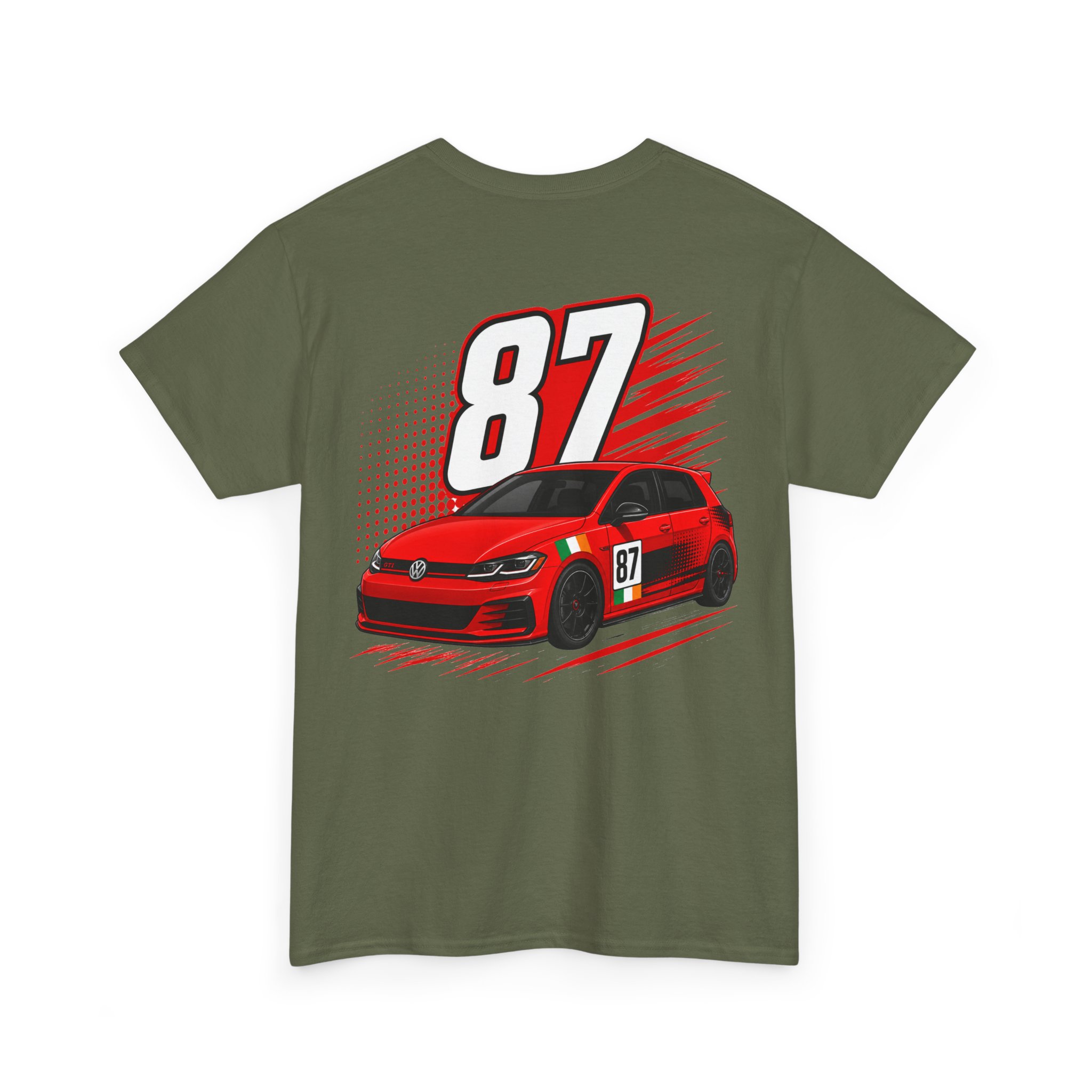 Racing Car Tee — Red Sport Hatchback with '87' Graphic - Image 15